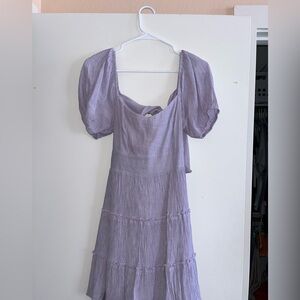 Altar'd State Lilac Puff Sleeve Mini Dress